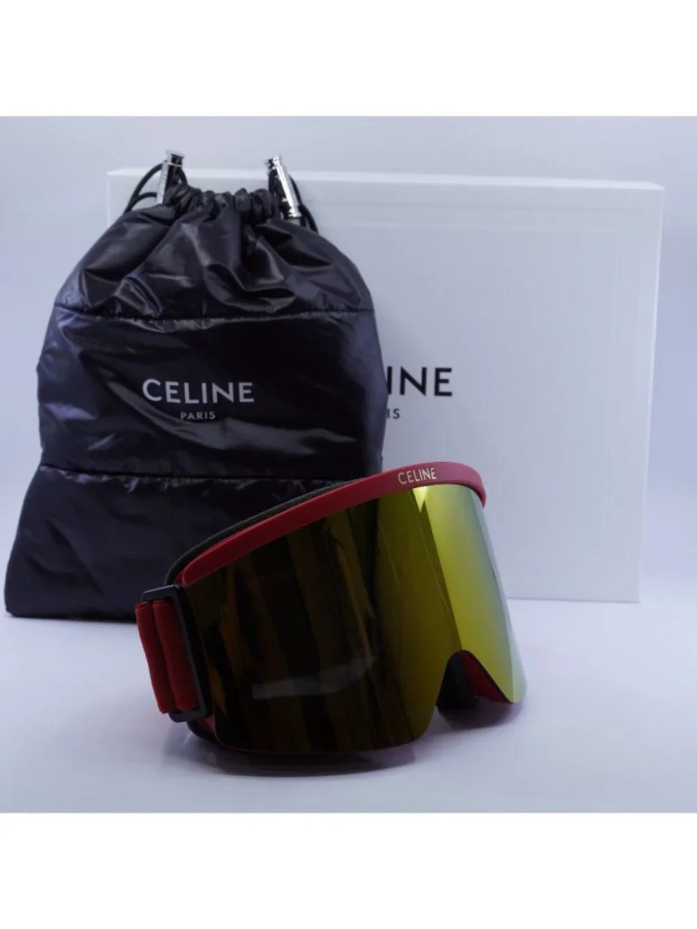 Celine CL40302U SKI MASK 67C Shield Sunglasses / Ski Mask - Red / Gold